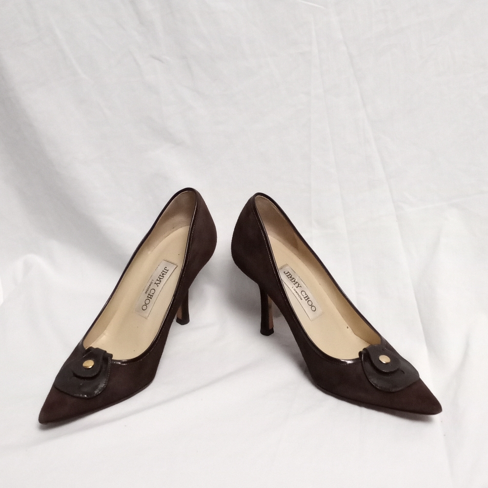 JIMMY CHOO Brown Suede Heels - Picture 8 of 9